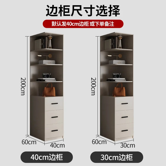 Light luxury wardrobe modern simple solid wood multilayer sliding door large wardrobe household bedroom Nordic moving door cabin