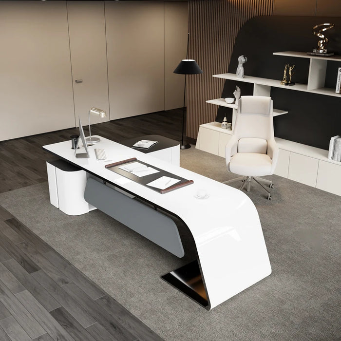Luxury Corner Office Desk Reception Console Computer L Shape Writing Workbench Executive Drawers Tavolo Da Lavoro Furniture