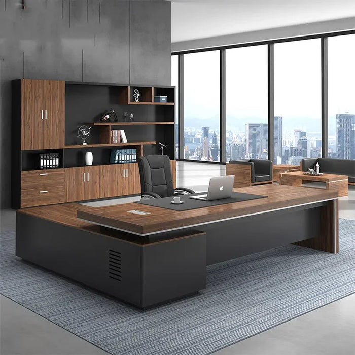 New Modern Simple Style MDF Material L Shape Boss Ceo Office Desk Executive Desk with Cabinet