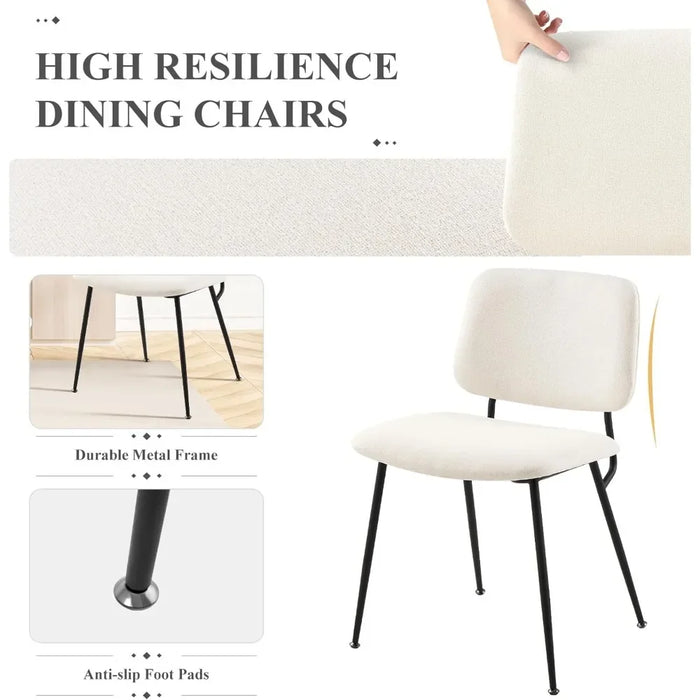 Modern Upholstered Dining Chair 2-Piece Set with Curved Backrest,Fabric Dining Chair Specialty Dining Chair Stylish