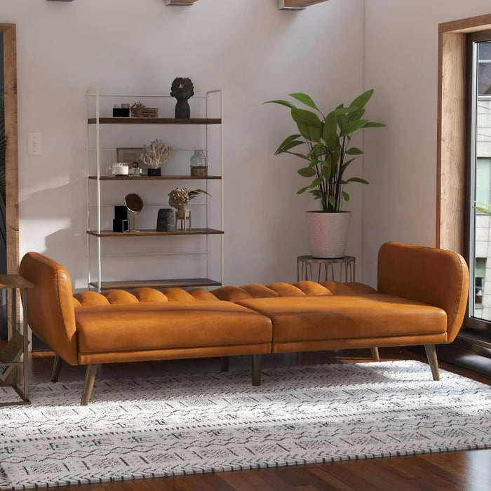Futon, Convertible Sofa & Couch, Faux Leather Sofas, Width: 81.5",Depth: 34.5",Height: 31.5"