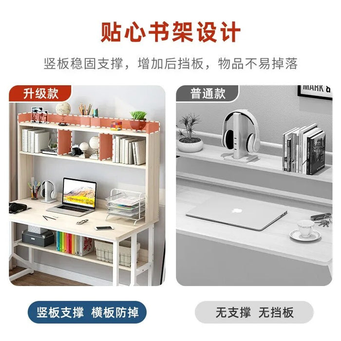 Computer Desktop Desk Bookshelf Combination Household Simple Bedroom Junior High School Student Rental Room Office Writing Desk