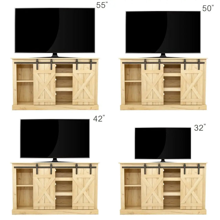 Sliding Barn Door TV Stand for TVs up to 65'' Flat Screen Media Console Table Storage Cabinet Wood Entertainment Center Sturdy