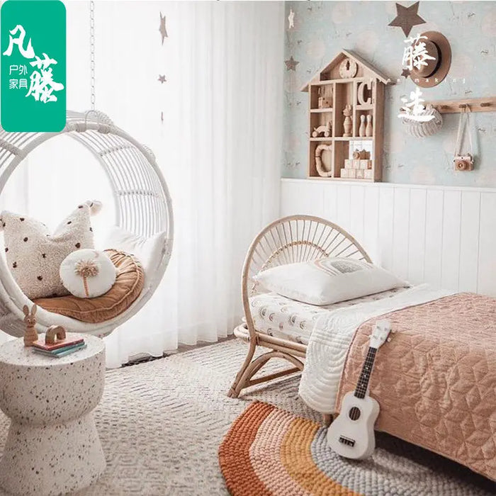 Outdoor Hanging Rattan Woven Hanging Basket, Swing, Lazy Rocking Chair, Living Room, Bedroom, Swing, Cradle, Balcony, Hammock