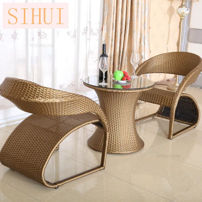 Outdoor Tables And Chairs Patio Garden Furniture Set Household Rattan Chair Three-Piece Leisure Outdoor Garden And Terrace Set