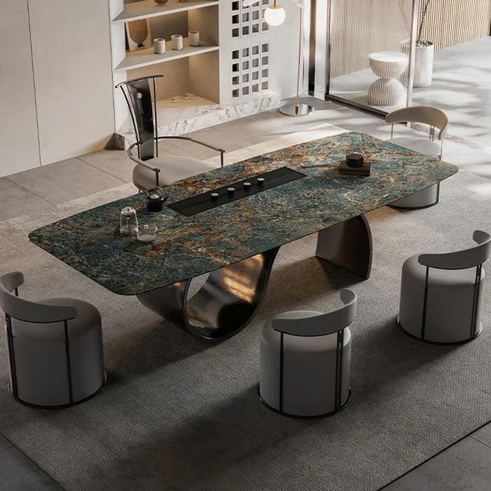 Luxury Stone Dining Table Modern Gold Frame Games Coffee High-end Designer Dining Table Chair Dinner Muebles Kitchen Furniture