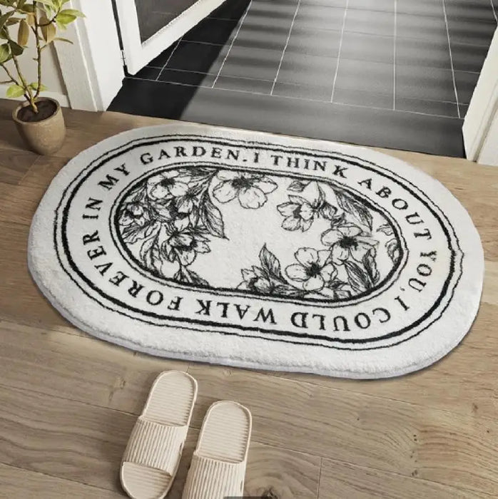 Luxury Retro Floral Bath Floor Mat Foot Mats Absorbent Bathroom Carpet Non-Slip Quick Drying Toilet Porch Area Room Rug Washable
