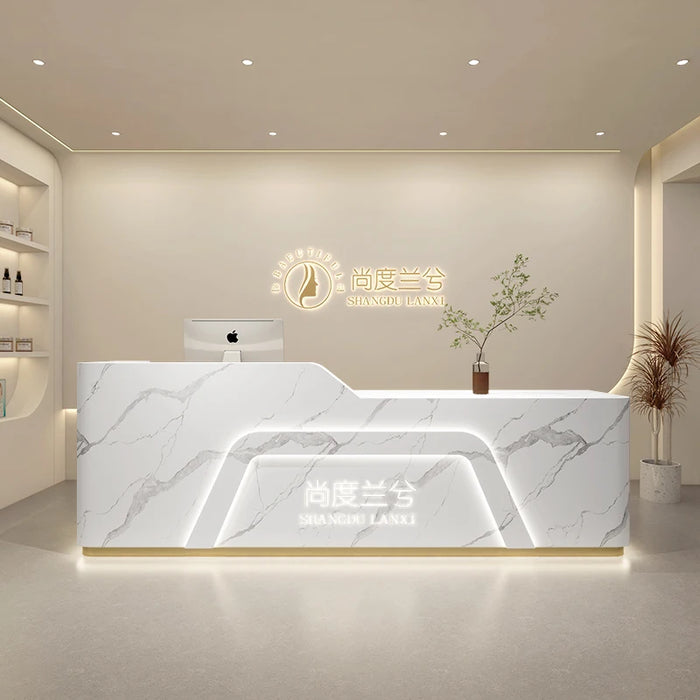 Luxury Office Reception Desks White Commercial Modern Simple Cabinet Nails Reception Desks Hotel Comptoir Caisse Furniture