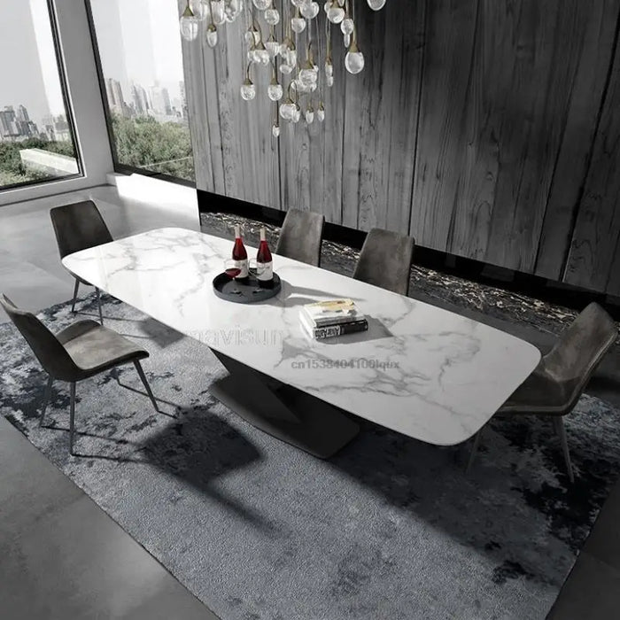 Dining Set 6 Chairs With Modern Marble Table For Large Apartment Italian Minimalist Kitchen Table Family Used In High Quality