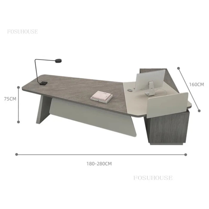 Creative Irregular Boss Work Desk Fashion Creative Manager Boss Desks Table Chair Bookcase Set Modern Office Furniture