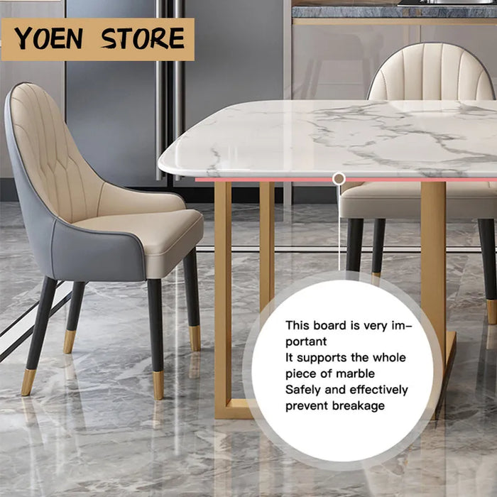 Northern Europe Dining Table set 6 Modern Chairs Small Apartment Creative Stainless Steel mesa de comedor furniture GY50CZ