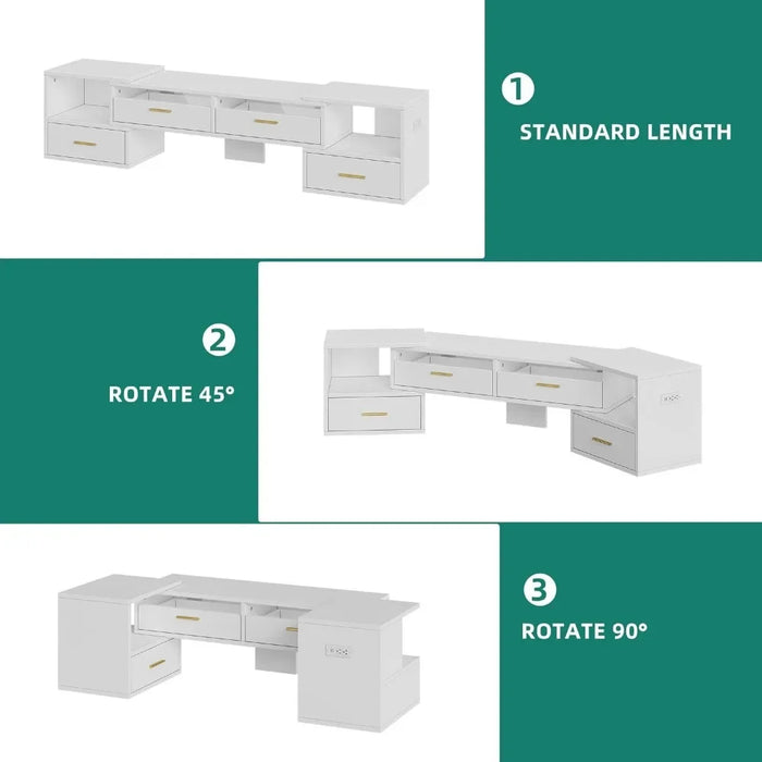 Deformable TV stand with power socket, modern DIY entertainment center,3 pieces of telescopic game TV cabinet in the living room