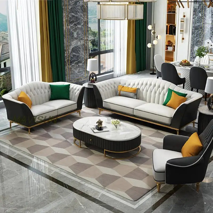 Modern Light Luxury Leather Sofa Small Apartment Living Room American Simple Top Layer Cowhide Three-Person High-End Furniture
