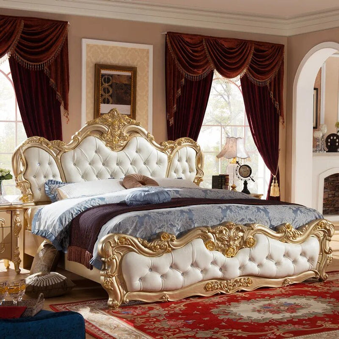 Wood Fancy Bed Frames Queen Mattress Headboard Master Bedroom Twin King Size Bed Modern Luxury Cama Matrimonial Hotel Furniture