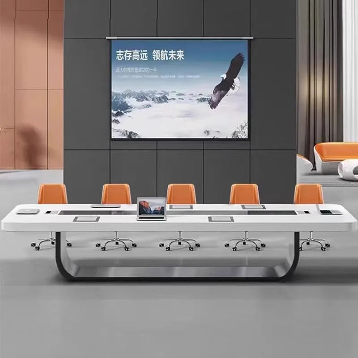 White paint high-level conference table, large negotiation table, office long table, simple modern training table