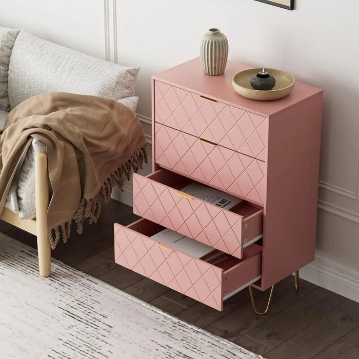 Tall Storage Dresser Chest Cabinet Organizer Unit with Metal Legs, Small Dresser for Bedroom, Living Room, Closet