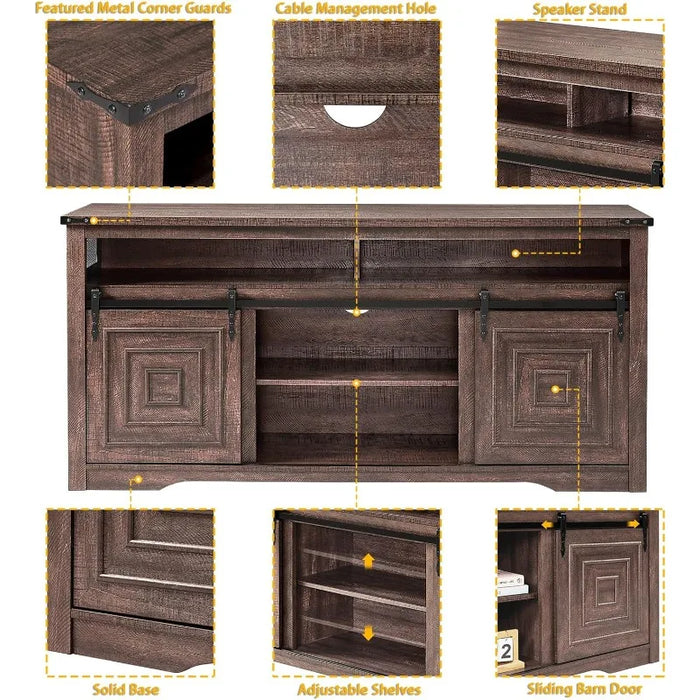 TV Stand for 75+ inch TV, 66" Tall Entertainment Center with Storage, TV Console for Living, Game Room, Farmhouse Media Console