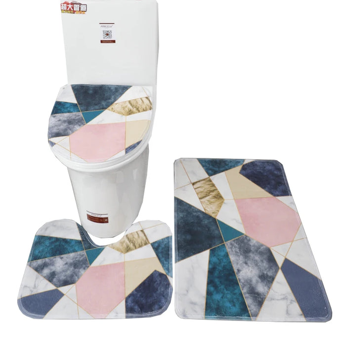 3 Pcs 15 Styles Bath Mat Set Bathroom Carpet Rug Toilet Mat Anti Slip Absorbent Marble Decoration Door Foot Pad Memory Foam New