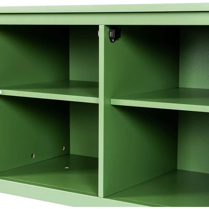 TV Stand Cabinet for TVs Up to 70 Inch Modern Entertainment Center with Storage Shelves & Glass Door Media Console Table