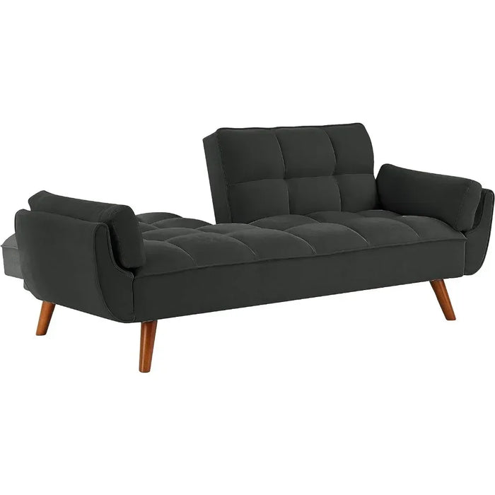 Modern Convertible Tufted Linen Upholstered Futon Sofa Daybed W/2 Pillows Luxury Sofa in the Living Room Overstuffed Comfy Home