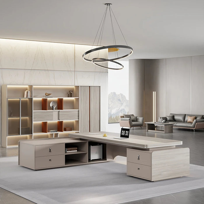Luxury Monitor Office Desk High Study Supplies Corner Stands Wood Wooden Office Desk Pc Escritorios De Oficina Office Furniture