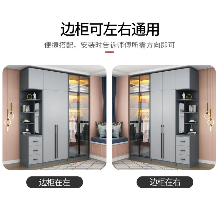 Modern wardrobe light extravagance simple bedroom household cabinet combination small closet four-door wardrobe
