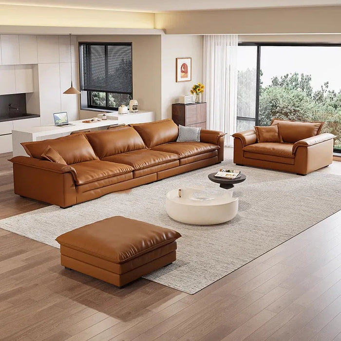 Italian Style Minimalist Living Room Sofa Leather Modern Floor Waterproof Sofa Armchair Luxury Canape Salon Prefabricated House