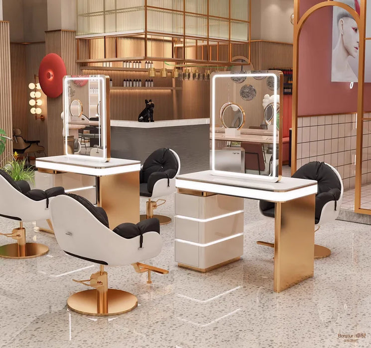 Hair salon mirror with light, beauty and makeup, hair cutting mirror