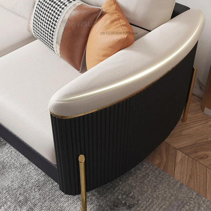 Modern Long Leather Living Room Sofa Set Modern Minimalist Lounge Sofa For Large Villa Luxury Household Indoor Home Furniture