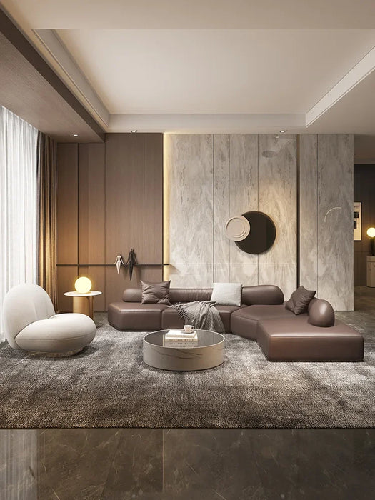 \Italienische Licht Luxus Leder Sofa Moderne Minimalistischen Wohnzimmer Designer Spezielle-Förmigen Ecke Minimalistischen Sofa