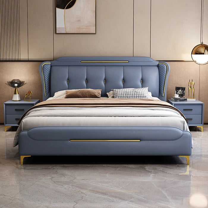 Nordic Luxury Double Bed Wood King Drawers Headboard Frame Double Bed Modern Sleeping Letti Matrimoniali Furniture For Bedroom