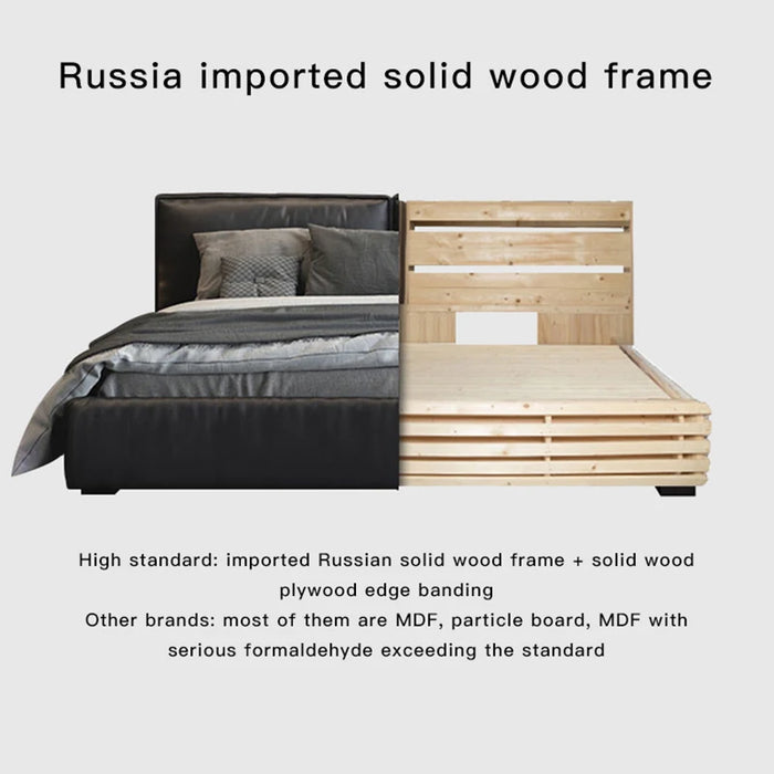 Designer Double Bed Italian Simple Home Furniture Beds Queen/King Bed Frame Leather Modern Bedroom Furniture Set