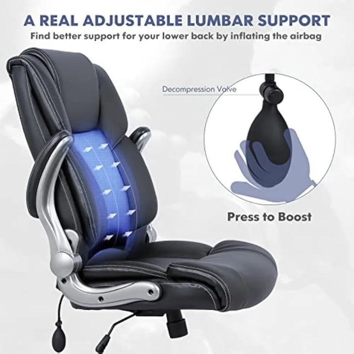 Chair High Back Executive Office Chair- Ergonomic Home Computer Desk Leather Chair With Padded Flip-up Arms Chairs Free Shipping