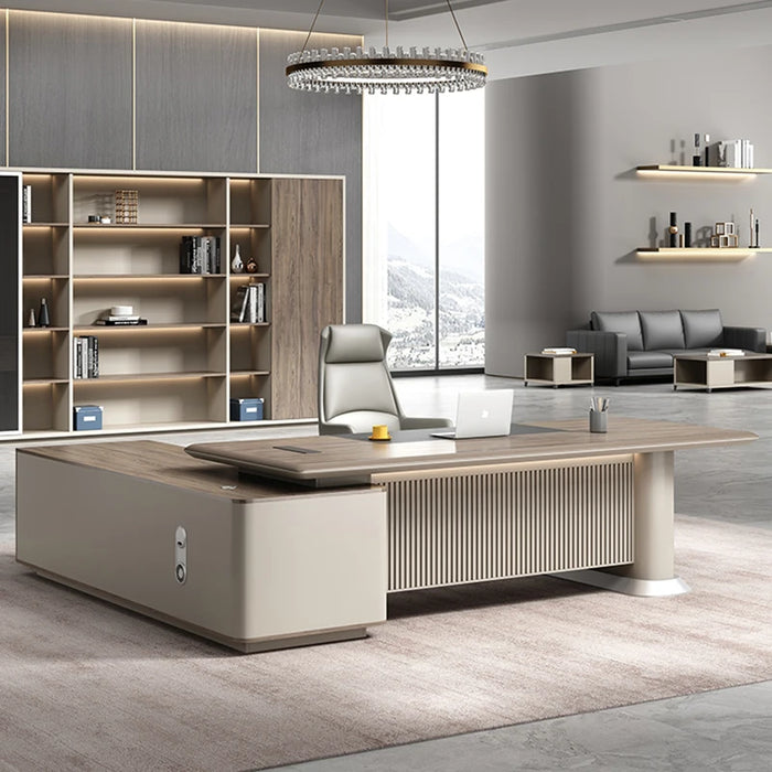 Light Luxury Boss Desk Simple Modern High-end Square Manager Leadership Desk General Manager Office Furniture Desk Combination
