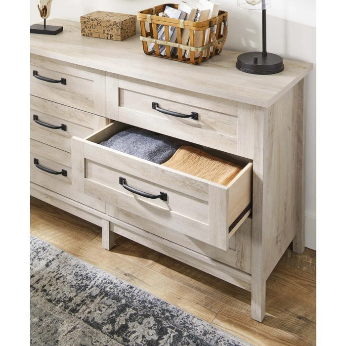 Modern Farmhouse 6 - Drawer Dresser, Rustic White Finish vanity table  dressers for bedroom  bedroom furniture