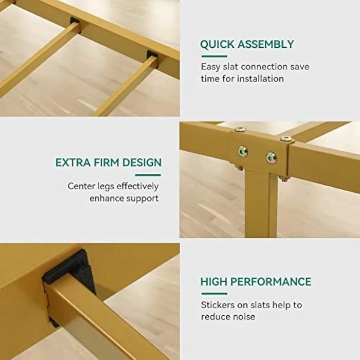 Queen Size Bed Frame, Velvet Bed Frame with Upholstered Headboard, Strong Metal Slats Support Platform Bed, No Box Spring Needed