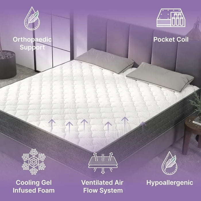 NapQueen Queen Mattress 12 Inch Victoria Gel Infused Pocket Spring and Memory Foam Mattress Queen Size Mattress Bed in a Box