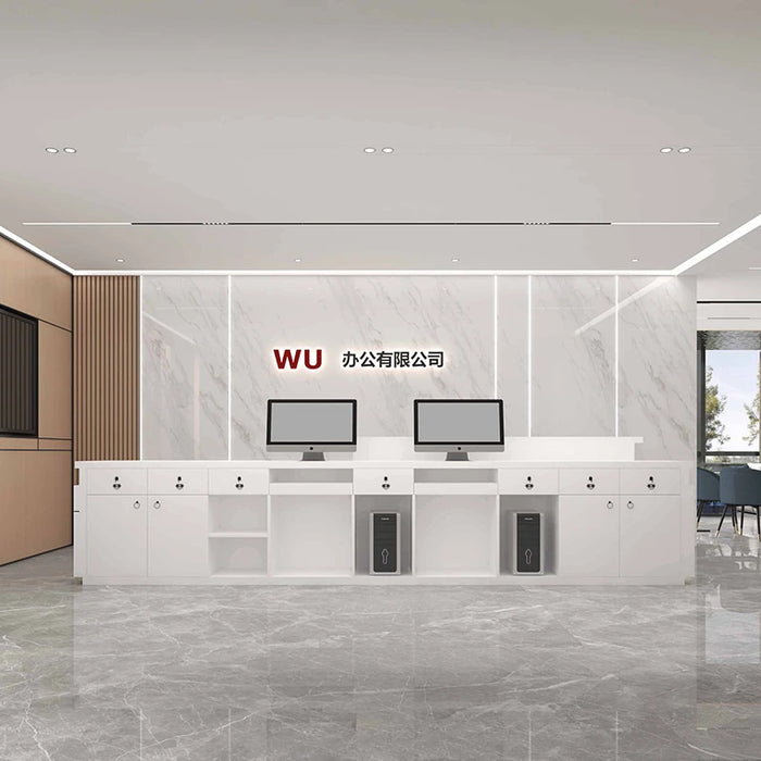 White Reception Desks Counter Cashier Vanity Shop Checkout Executive Reception Desks Executive Bureau Meuble Reception Furniture