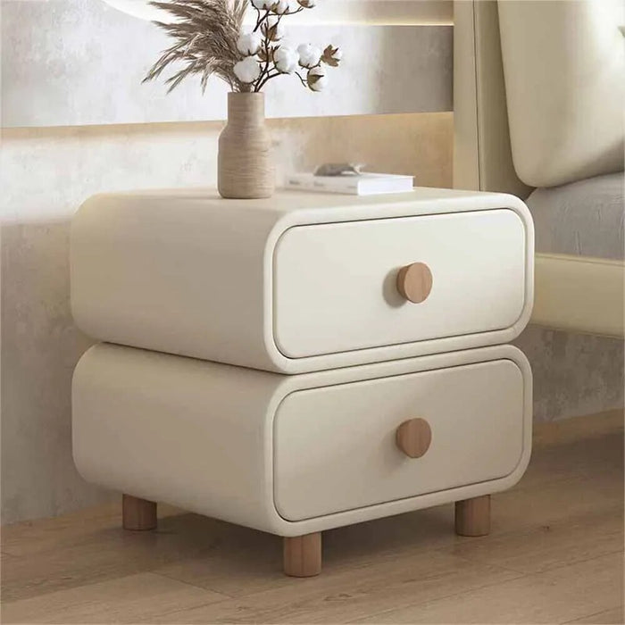 Mini Nightstands Household Bedroom Double Draw Storage Design Microfiber Leather Anti-Scratch Wear-Resistant Bedside Furniture