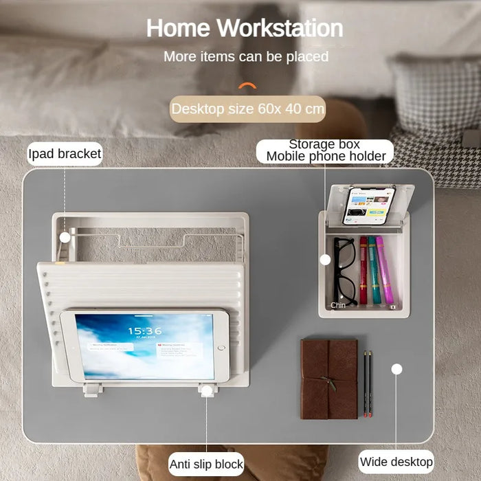 Foldable Laptop Stand Desk, Laptop Bed Table with Phone Holder Height Adjustable Bracket, Breakfast Tray Desk Home Workstation