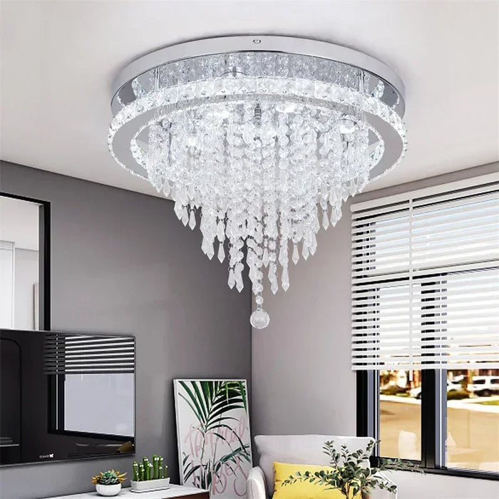 Cross Border Modern Minimalist Circular Crystal Chandelier Living Room Restaurant Corridor High-end Home Decor Lighting Fixtures