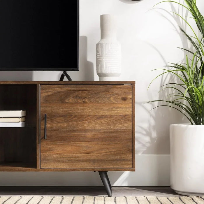Mid Century Modern 2 Door Glass Shelf TV Stand for TVs Up to 80 Inches 70 Inch Tv Stands Furniture Luxury Cabinet Living Room