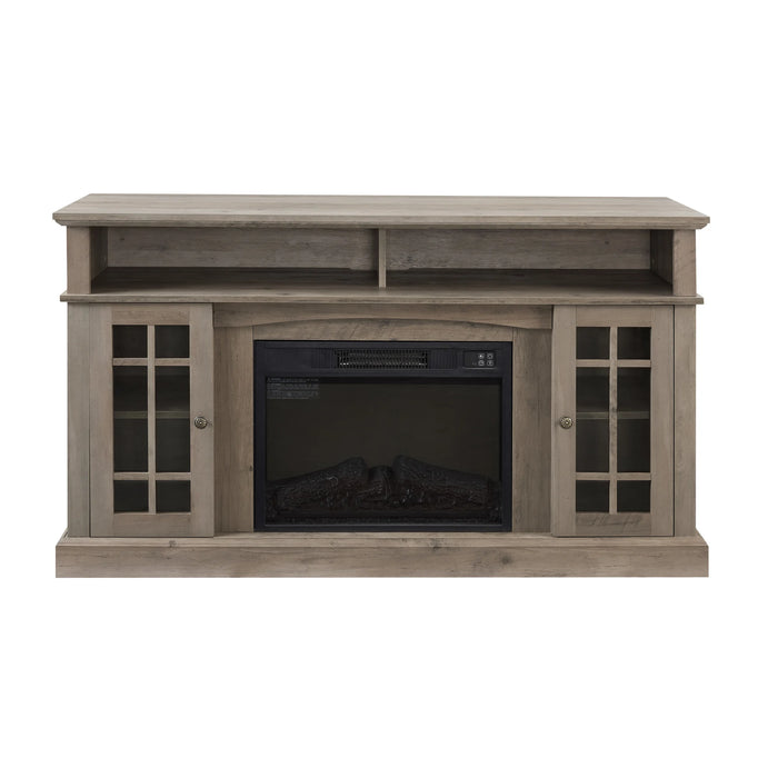 Classic Media TV Stand Modern Entertainment Console with 23" Insert Fireplace Open&Closed Storage Space for TV Up to 65"[US-W]