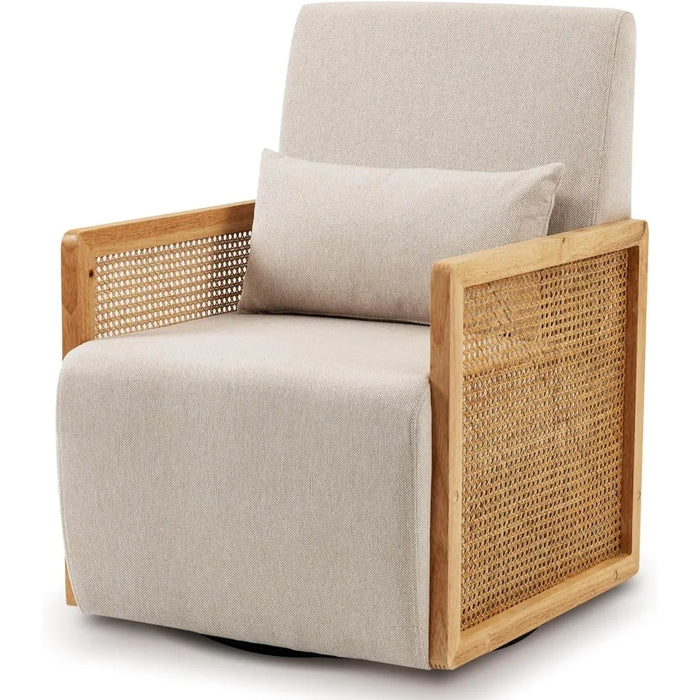 Modern Upholstered Accent Chair Furniture Linen Sofa Chair for Living Room Home Office or Lounge Bedroom Beige Freight Free
