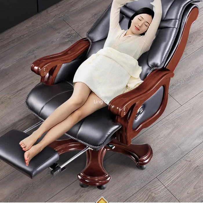 Living Room Massage Office Chair Mobile Leather Comfy Rotating Armchair Meditation Footrest Chaise De Bureaux Office Furniture