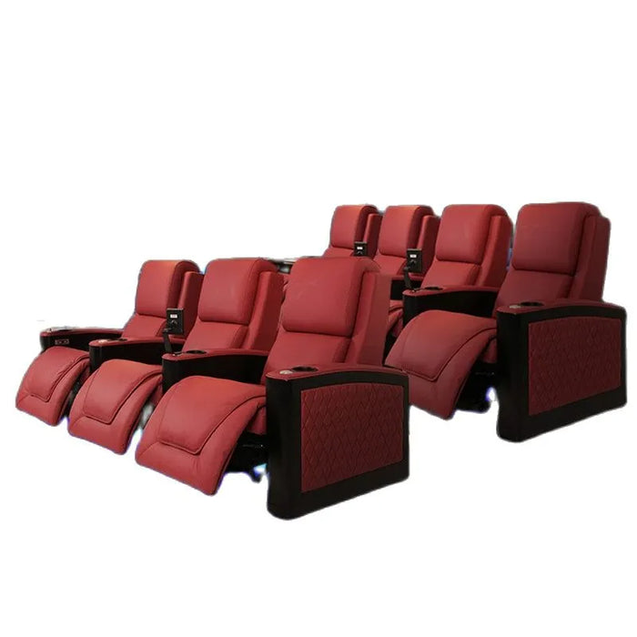 Private Home Cinema Video Room Electric Sofa Three Person Genuine Leather Movie Hall VIP Intelligent Viewing Chair