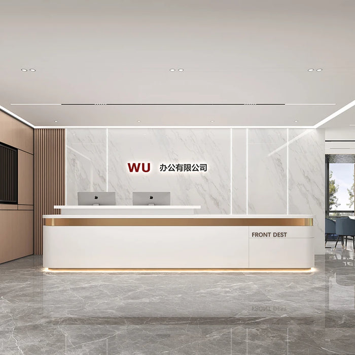 White Reception Desks Counter Cashier Vanity Shop Checkout Executive Reception Desks Executive Bureau Meuble Reception Furniture