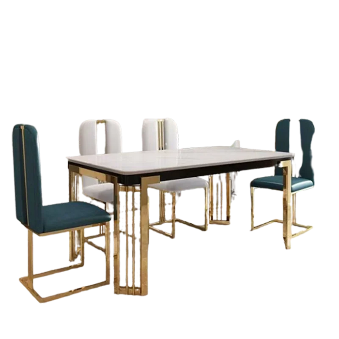 Metal Nordic Luxury Dining Table Kitchen Chairs Natural Design Center Dining Table Restaurant Marble Eettafel Home Furniture