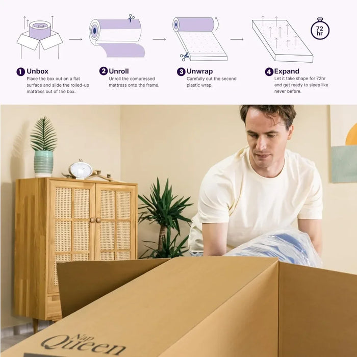 NapQueen Queen Mattress 12 Inch Victoria Gel Infused Pocket Spring and Memory Foam Mattress Queen Size Mattress Bed in a Box