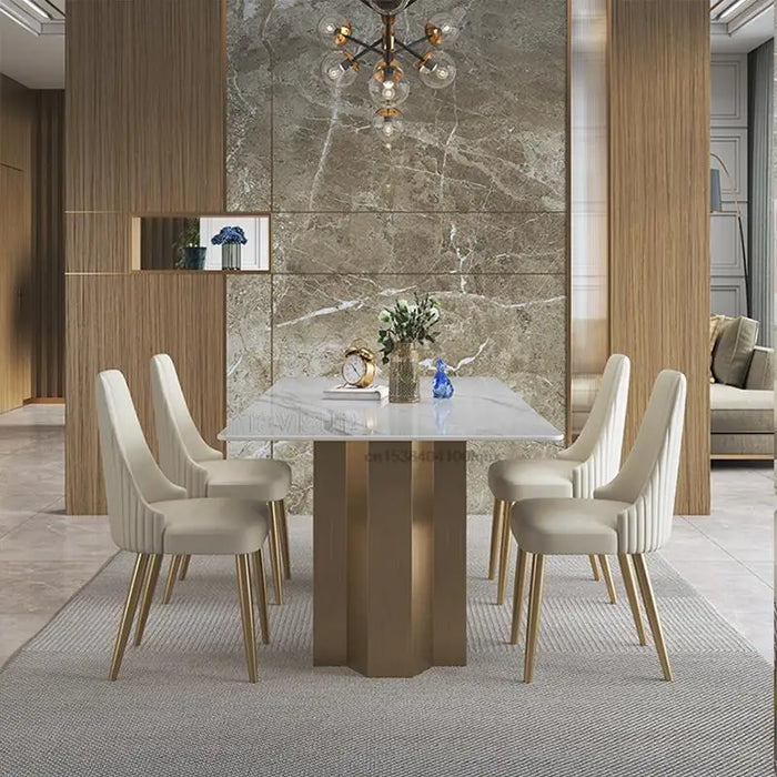 Bright Rock Slab Dining Table Italian Style Light Luxury Designer High-end Restaurant Modern Minimalist Rectangular Furniture